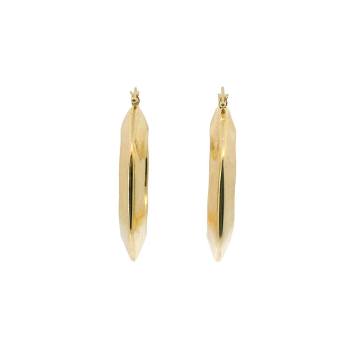 14KT Gold Earrings Hexagon Hoops 1 Inch Hollow Tube 5mm