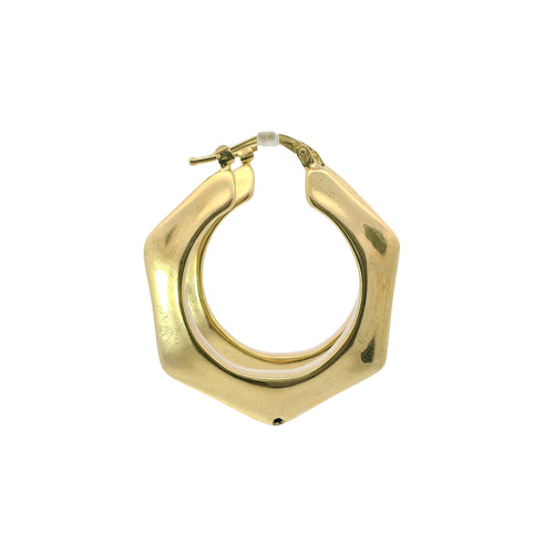 14KT Gold Earrings Hexagon Hoops 1 Inch Hollow Tube 5mm