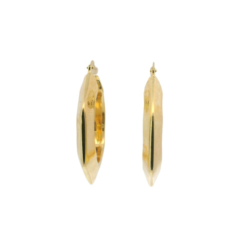 14KT Gold Earrings Hexagon Hoops 1 Inch Hollow Tube 5mm
