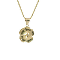 14KT Gold Charm Large Hibiscus Flower with Diamond Cut Edges and Plain Bell