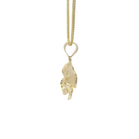 14KT Gold Charm Large Hibiscus Flower with Diamond Cut Edges and Plain Bell