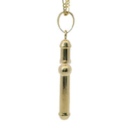 14KT Gold Charm Large Hollow Tube Plain Cross with Rounded Capped Ends and Plain Bell