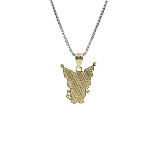 14KT Gold Charm Large Diamond Cut Kuromi with Plain Bell