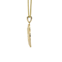 14KT Gold Charm Large Last Supper Archway Background with White CZ Stones Border and Bell