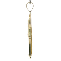 14KT Gold Charm Large St Jude with Red, Green, and White Round CZ Stones Robe with White CZ Stones Halo and Plain Bell
