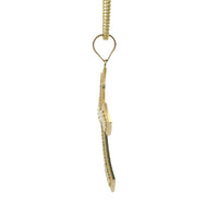 14KT Gold Charm Medium Nugget Gothic Cross with Plain Bell