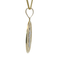 14KT Gold Charm Large Two Tone Oval St Benedict Coin with Plain Bell