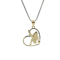 14KT Gold Charm Large Diamond Cut Open Center "Pin Up" Heart Betty Boop with Plain Bell