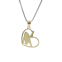 14KT Gold Charm Large Diamond Cut Open Center "Pin Up" Heart Betty Boop with Plain Bell