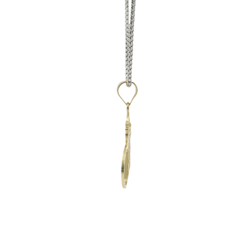 14KT Gold Charm Large Diamond Cut Open Center "Pin Up" Heart Betty Boop with Plain Bell