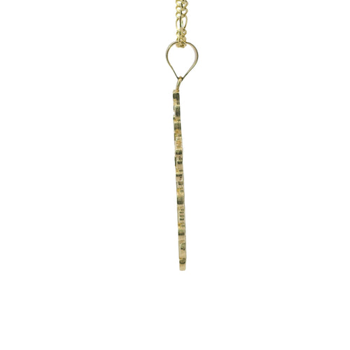 14KT Gold Charm Medium Nugget Cross with Engravable Center and Plain Bell