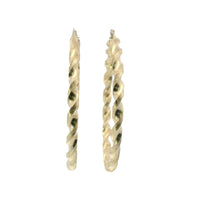 14KT Gold Earrings Hoops Twisted 2.5 Inch Hollow Tube 3mm