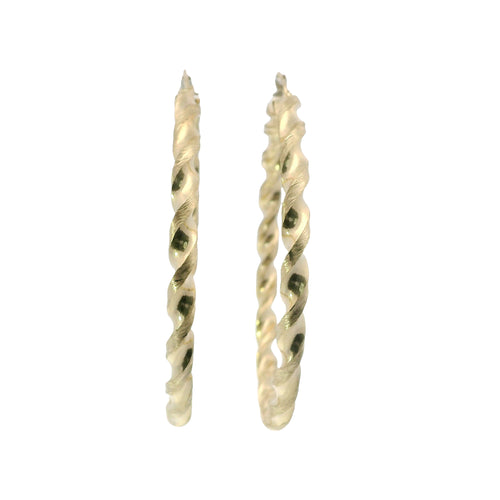 14KT Gold Earrings Hoops Twisted 2.5 Inch Hollow Tube 3mm