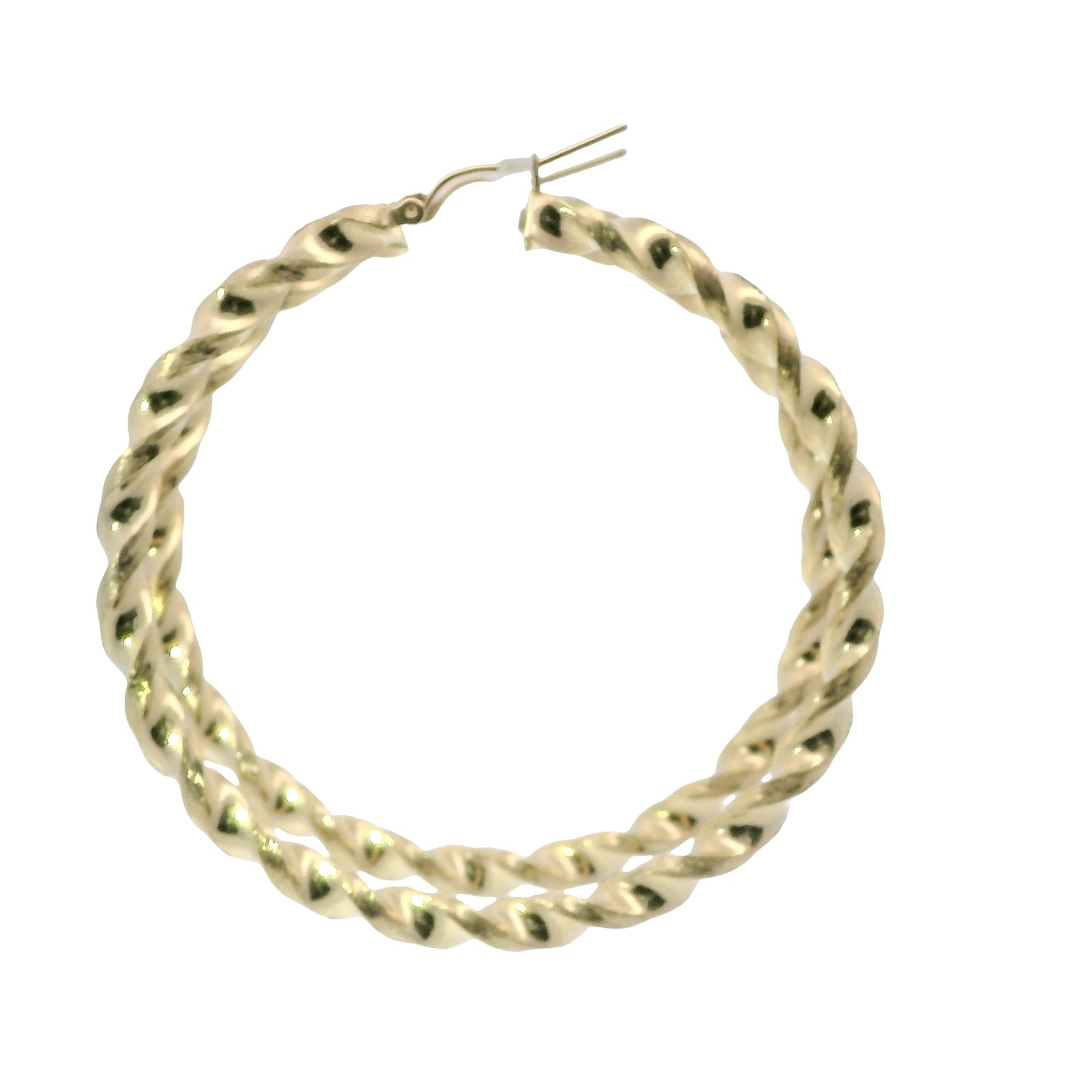 14KT Gold Earrings Hoops Twisted 2.5 Inch Hollow Tube 3mm