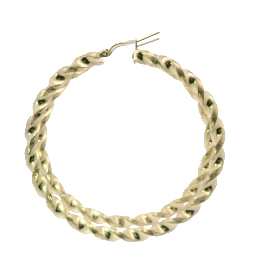 14KT Gold Earrings Hoops Twisted 2.5 Inch Hollow Tube 3mm