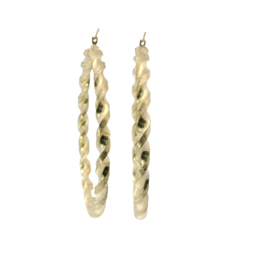 14KT Gold Earrings Hoops Twisted 2.5 Inch Hollow Tube 3mm