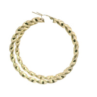 14KT Gold Earrings Hoops Twisted 2.5 Inch Hollow Tube 3mm
