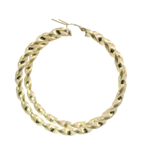 14KT Gold Earrings Hoops Twisted 2.5 Inch Hollow Tube 3mm