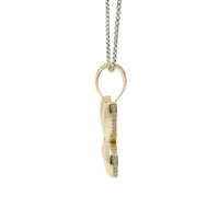 14KT Gold Charm Large 3D Puff Butterfly with Flat Back White CZ Stones Edge and Bell