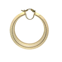 14KT Gold Earrings File Cut Hoops 1.5 Inch Hollow Tube 3mm