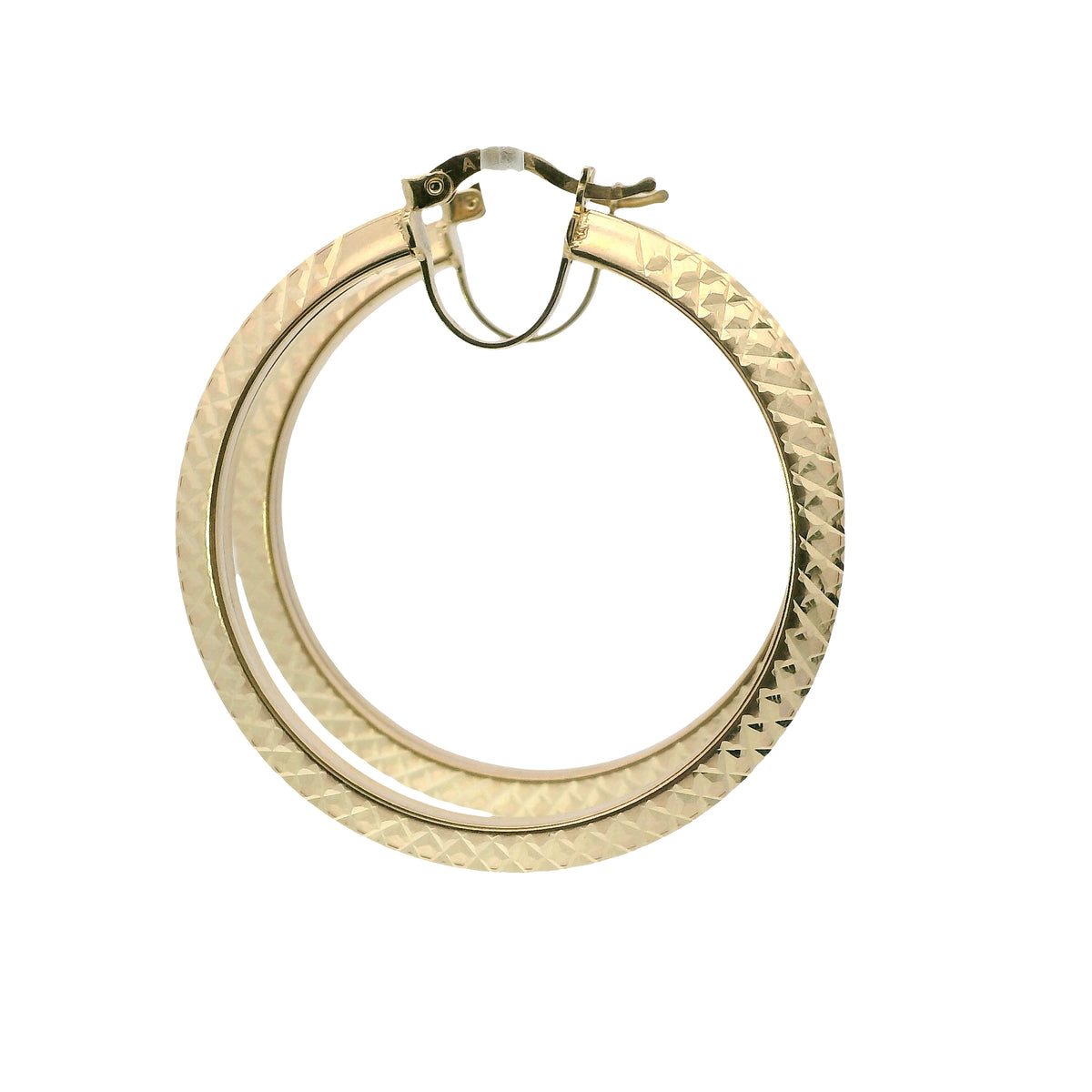 14KT Gold Earrings File Cut Hoops 1.5 Inch Hollow Tube 3mm