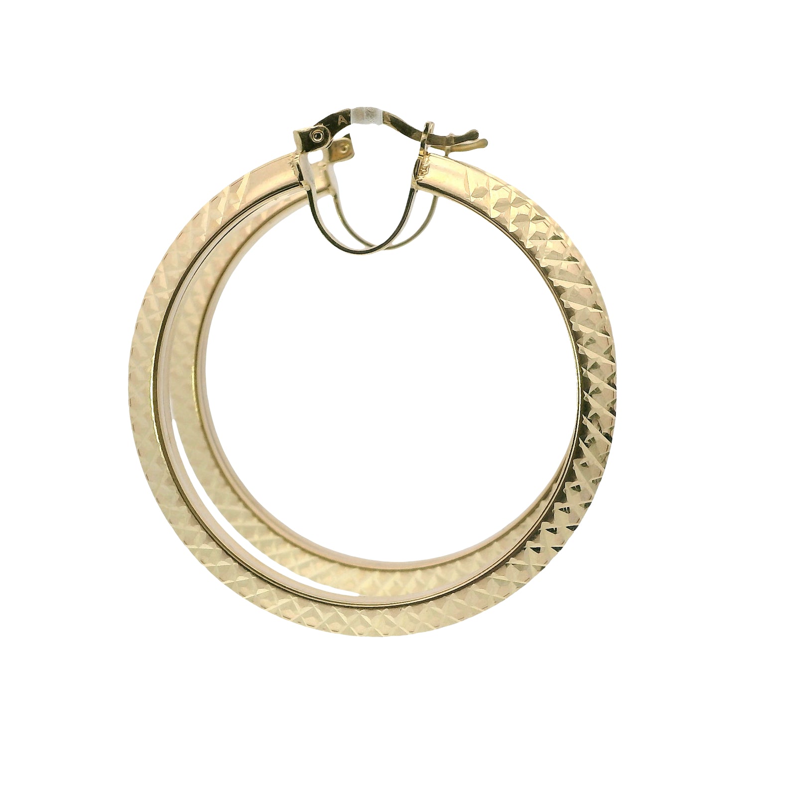 14KT Gold Earrings File Cut Hoops 1.5 Inch Hollow Tube 3mm