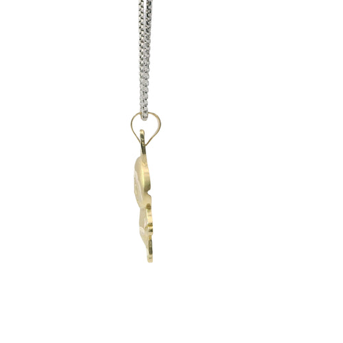14KT Gold Charm Large Puff Full Body Diamond Cut LaBuBu with Plain Bell