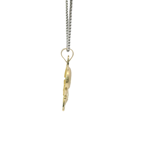 14KT Gold Charm Large Puff Full Body Diamond Cut LaBuBu with Plain Bell