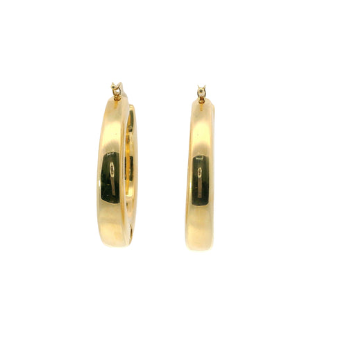 14KT Gold Earrings Thick Hoops 1 Inch Hollow Tube 5mm