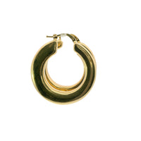 14KT Gold Earrings Thick Hoops 1 Inch Hollow Tube 5mm