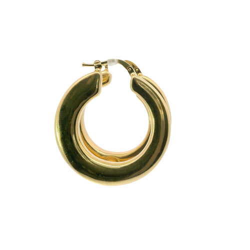 14KT Gold Earrings Thick Hoops 1 Inch Hollow Tube 5mm