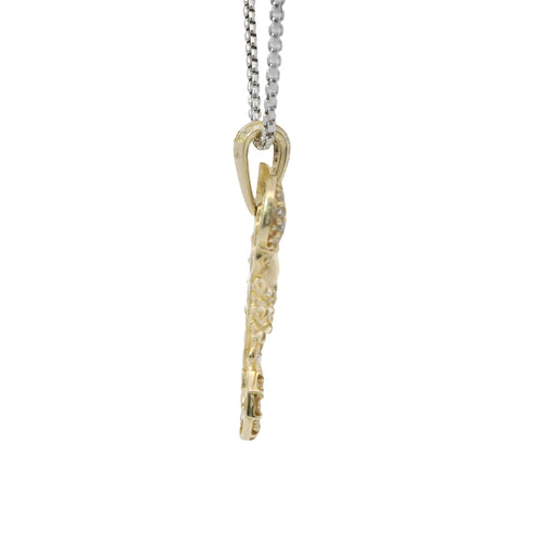 14KT Gold Charm Large 3D Scorpion with Flat Back and White CZ Stones Body and Bell