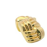 14KT Gold Earrings Large Puff Square Ribbed Bread with Push Back Post and Butterfly Backs