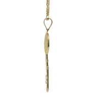 14KT Gold Charm Large Two Tone Key Shape St Benedict Coin with Plain Bell