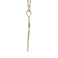 14KT Gold Charm Large Two Tone Key Shape St Benedict Coin with Plain Bell