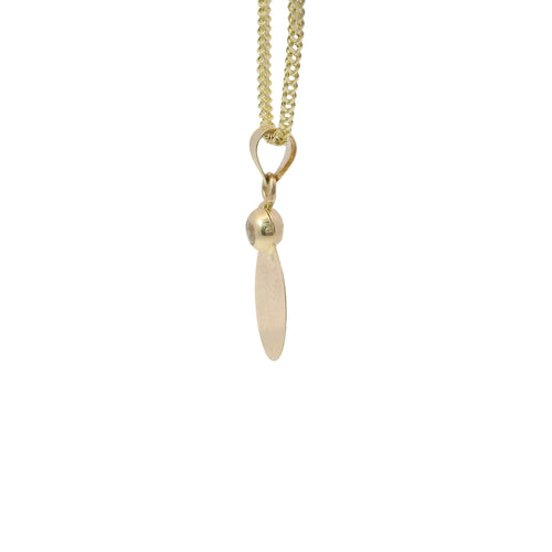 14KT Gold Charm Large Oval Flat Plain Sunray Background Angel Coin with White CZ Stone Top and Plain Bell