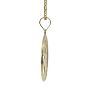 14KT Gold Charm Large Open Round Tree of Life with Currency Edge Border and Plain Bell