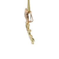 14KT Gold Charm Large Tri Tone Scorpion with Plain Double Bell