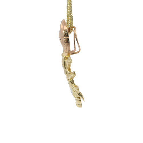 14KT Gold Charm Large Tri Tone Scorpion with Plain Double Bell