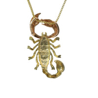 14KT Gold Charm Large Tri Tone Scorpion with Plain Double Bell