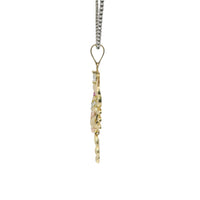 14KT Gold Charm Large Tri Tone Scorpion with Jointed Tail White CZ Stones Tail Tip Center Stone and Joint with Plain Bell