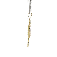 14KT Gold Charm Large Tri Tone Scorpion with Jointed Tail White CZ Stones Tail Tip Center Stone and Joint with Plain Bell