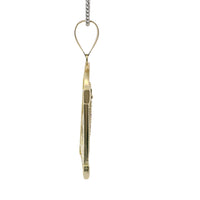 14KT Gold Charm Large White CZ Stones Archway St Jude with Red and Green Round CZ Stones Robe and Plain Bell