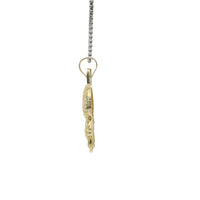 14KT Gold Charm Large 3D Flat Back LaBuBu White CZ Stones Body and Plain Bell