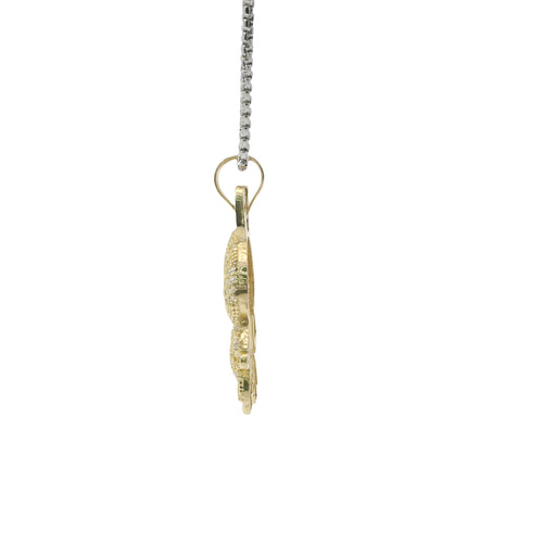14KT Gold Charm Large 3D Flat Back LaBuBu White CZ Stones Body and Plain Bell