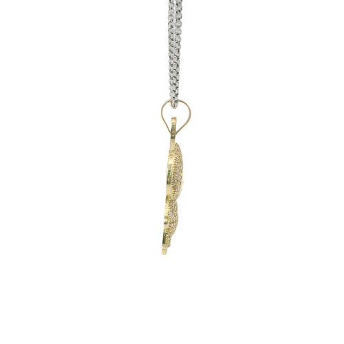 14KT Gold Charm Large 3D Flat Back LaBuBu White CZ Stones Body and Plain Bell