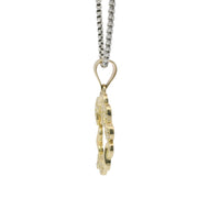 14KT Gold Charm Large White CZ Stones and Plain Infinity Wreath with Plain Bell