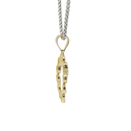 14KT Gold Charm Large White CZ Stones and Plain Infinity Wreath with Plain Bell