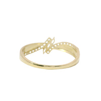 14KT Gold Ring Women's Light Weight Floating 3 Marquise White CZ Stone Center with White CZ Stones Bypass Ribbed Band