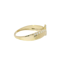 14KT Gold Ring Women's Light Weight Floating 3 Marquise White CZ Stone Center with White CZ Stones Bypass Ribbed Band